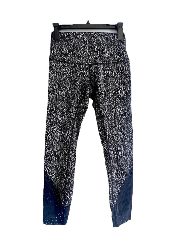 Lululemon Black White Abstract Ankle Leggings Women's Patterned Regular