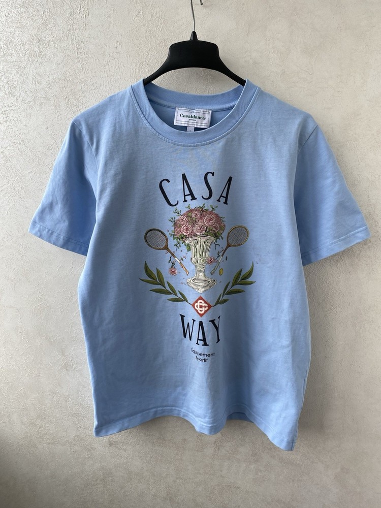 Casablanca Tennis Club Big Logo Blue T shirt Size L