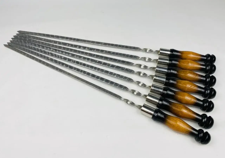 26in Skewers with wooden handle 660x3x12 mm. Set-6 pcs. Kebab BBQ Grill Mangal