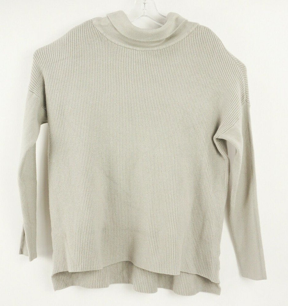 New Devotion by Cyrus Women's Size L Oversized Grey Rib Knit Cowl Tunic Sweater