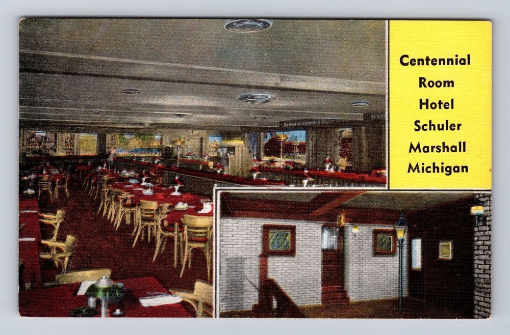 Marshall MI- Michigan, Centennial Room, Hotel Schuler, Vintage Souvenir Postcard