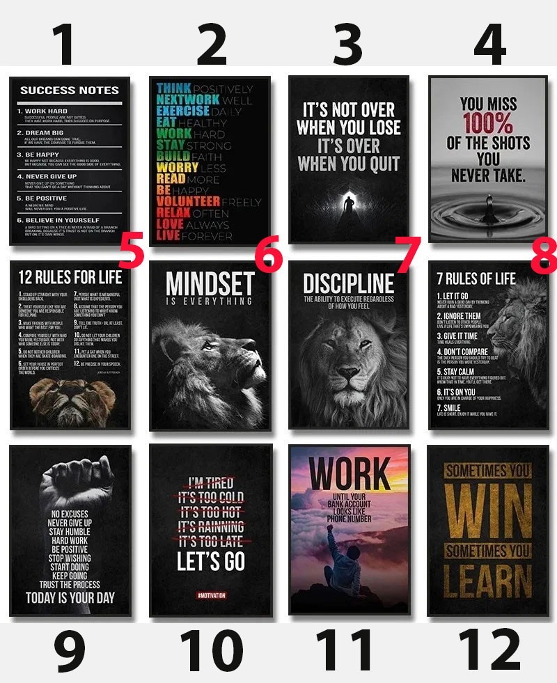 Motivational Quotes Success Mindset Wall Art Poster