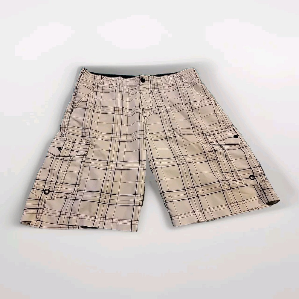 Carbon Mens Size 38 White Gray Plaid Bermuda Shorts.
