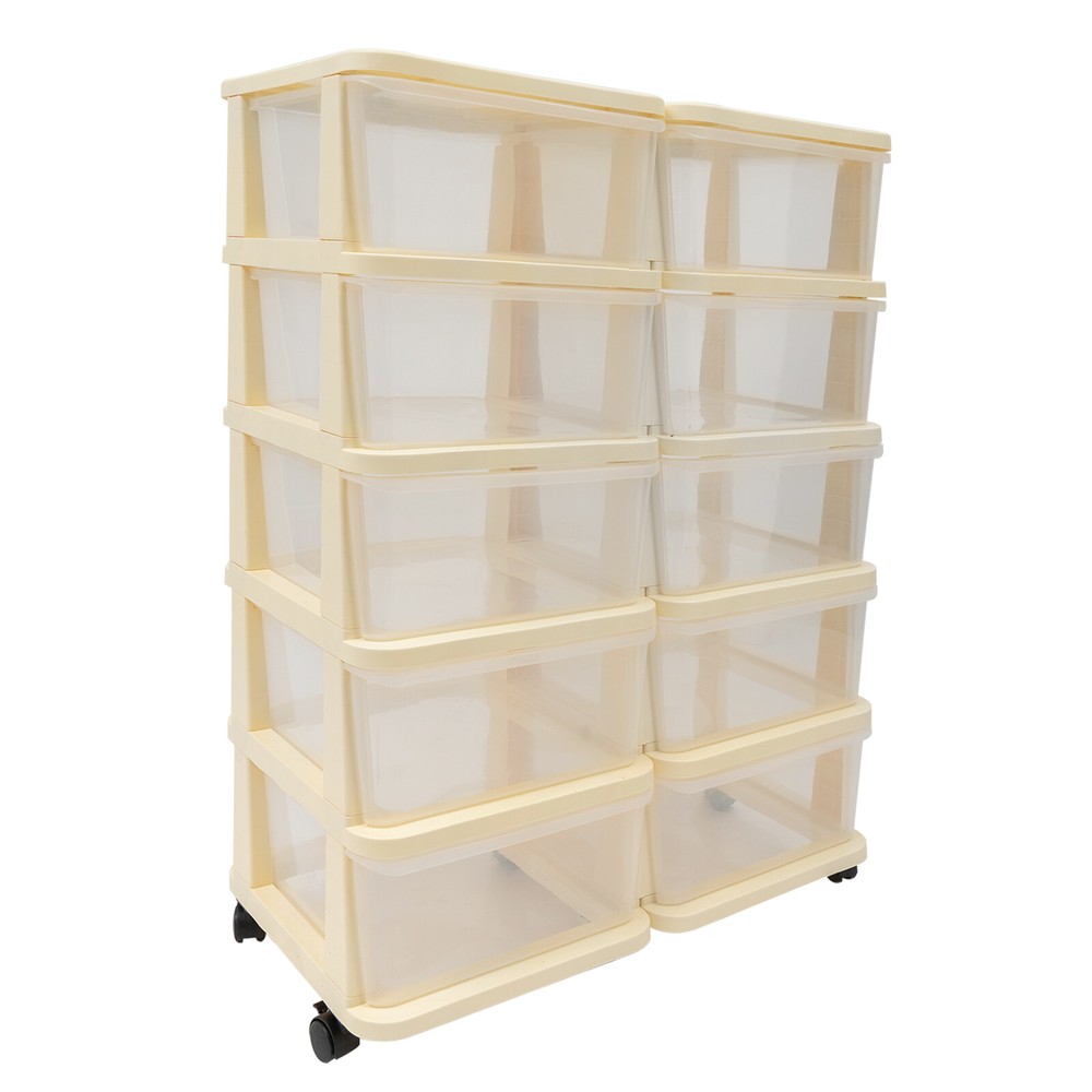 5-Tier Rolling Collapsible Storage Cabinet with Wheels for Home Organization