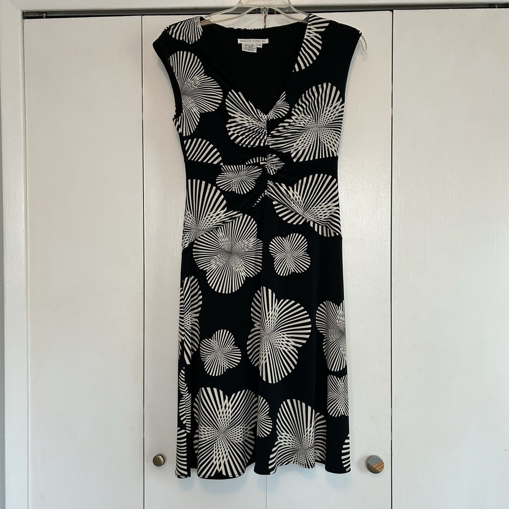 Maggy London Women's Twist Illusion Dress Black/White Size 10