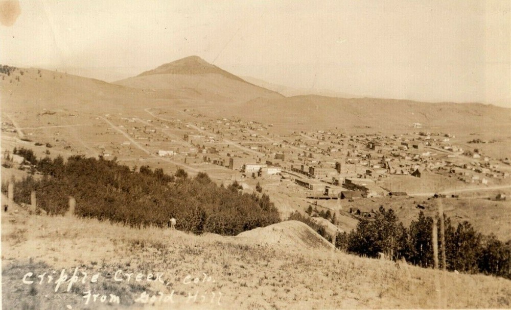 1937 Cripple Creek From Gold Hill Colorado CO Posted RPPC Photo Postcard