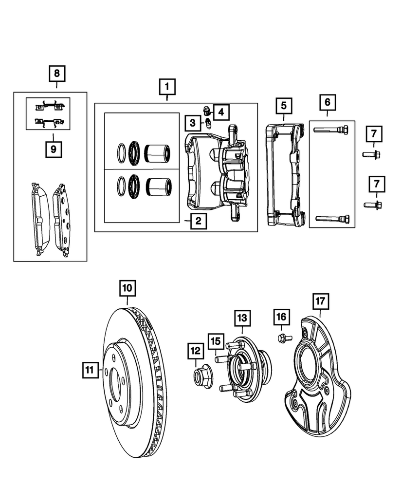 Genuine Mopar Disc Brake Caliper Assembly Left 68245095AA