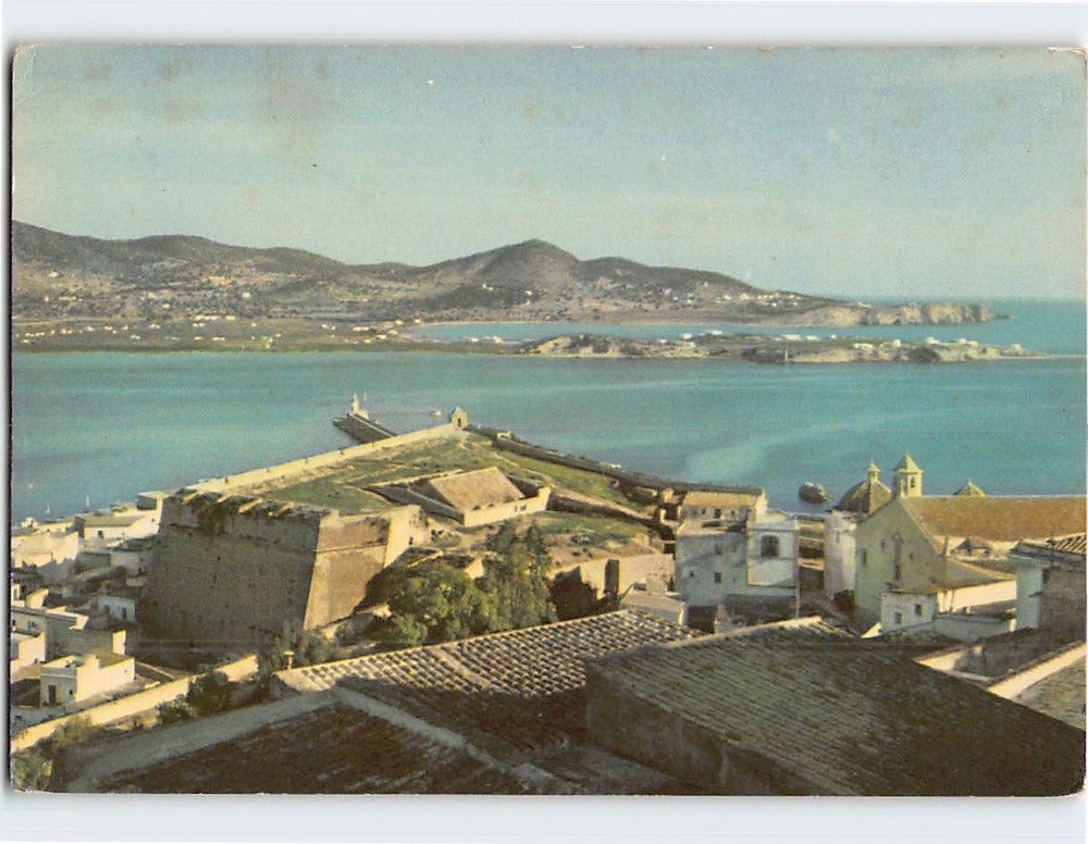 Postcard Panorama desde d Alt Vila al fondo Talamanca Ibiza Spain