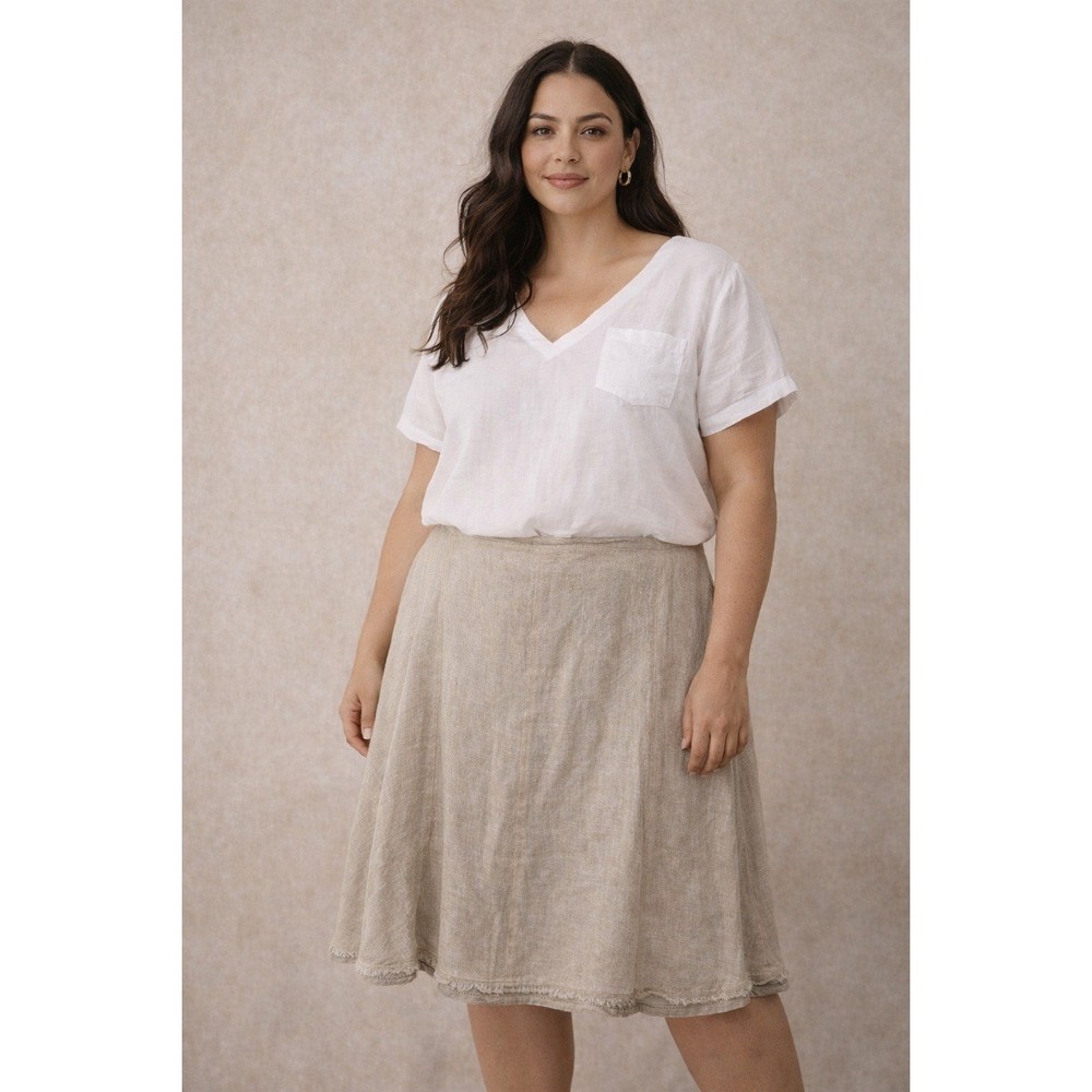 Eileen Fisher Linen Blend A Line Skirt Beige Size XL