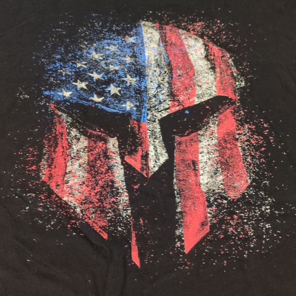 Grunt Style Men's XL Black Cotton Spartan Helmet USA Graphic Tee Tagless