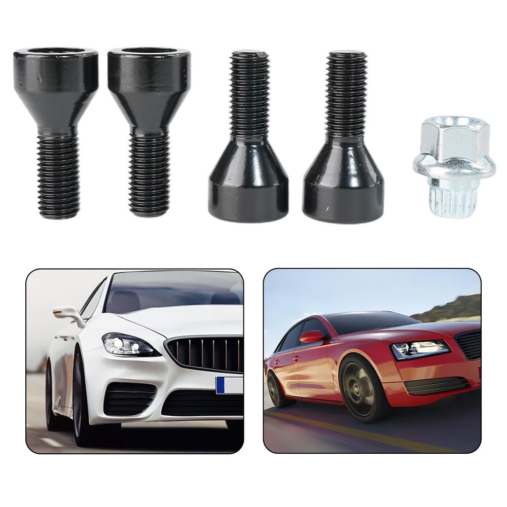 4 Pcs BLACK ALLOY WHEEL LOCKING BOLTS FOR (M14x1.25) SECURITY LUG NUT