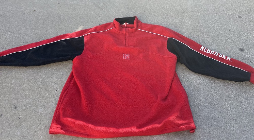 NCAA Nebraska Cornhuskers Sweatshirt Men’s 1/4 Zip Fleece Pullover Sz 2XL