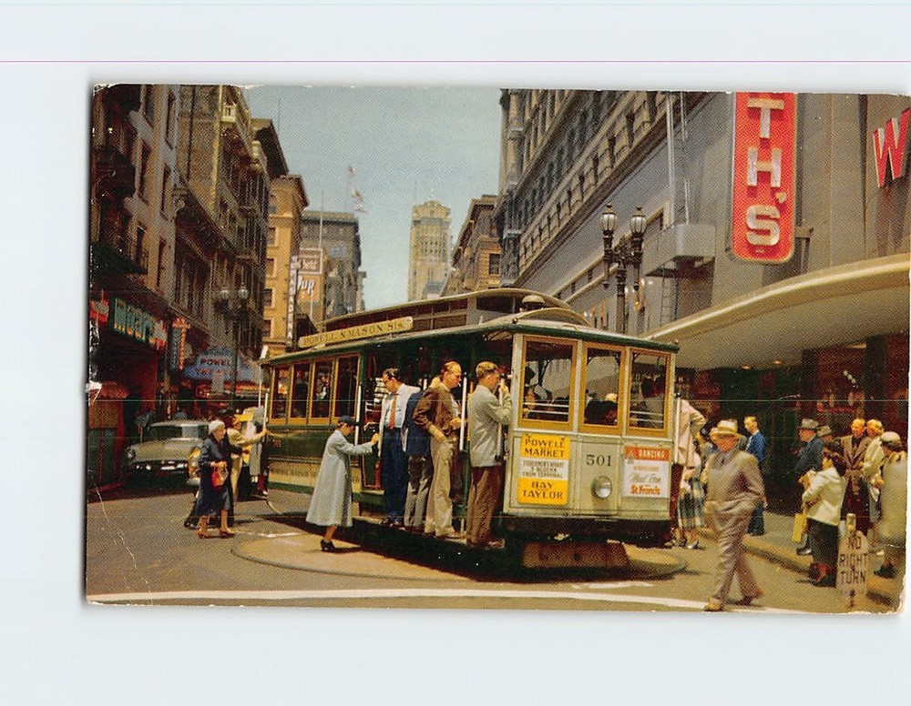 Postcard Cable Car on Turn Table San Francisco California USA