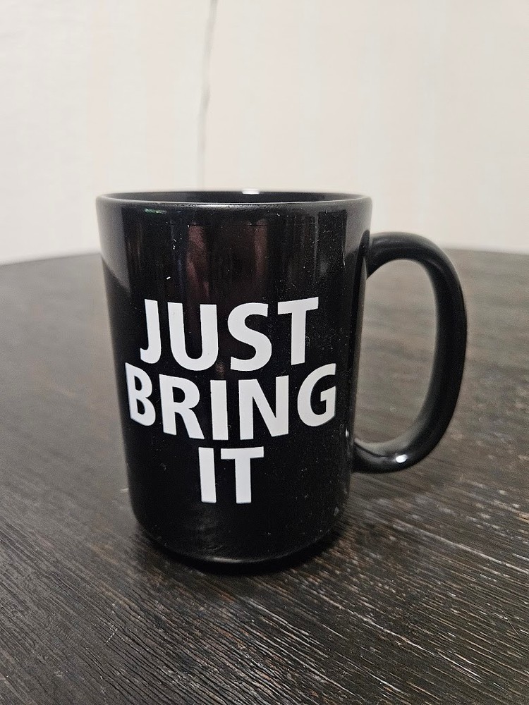 WWE The Rock Just Bring It Coffee Mug Gloss Black Dwayne Johnson, Used