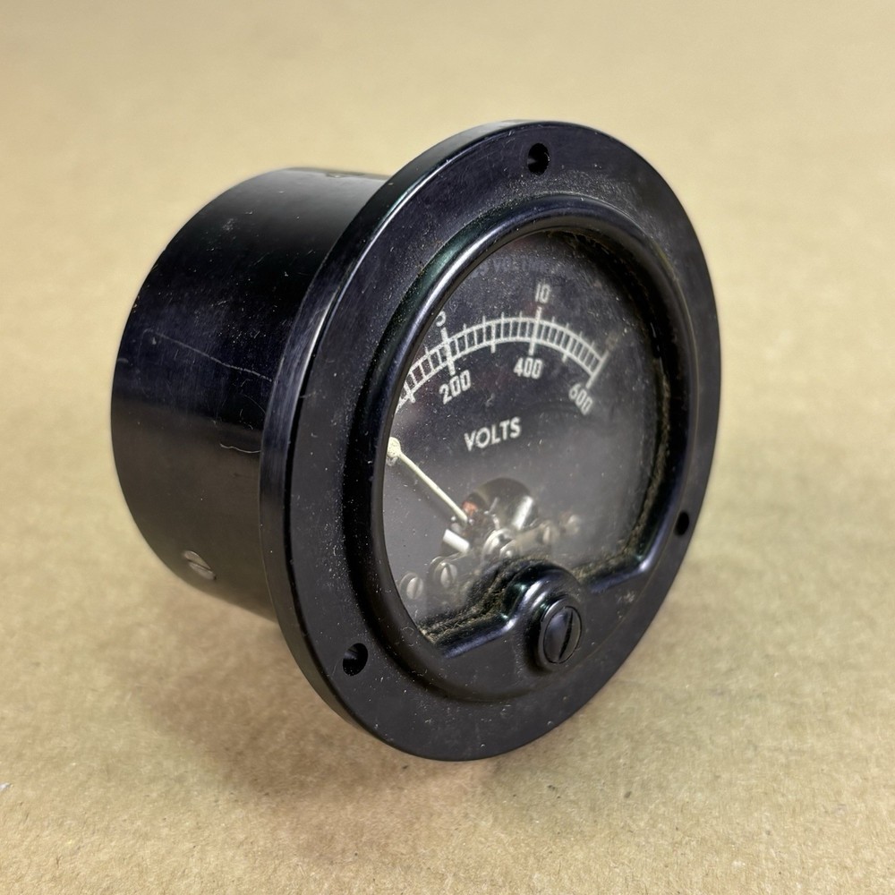 VTG Used Simpson Model 19 DC 0-600 Volts Electric Panel Meter Gauge Loose Glass