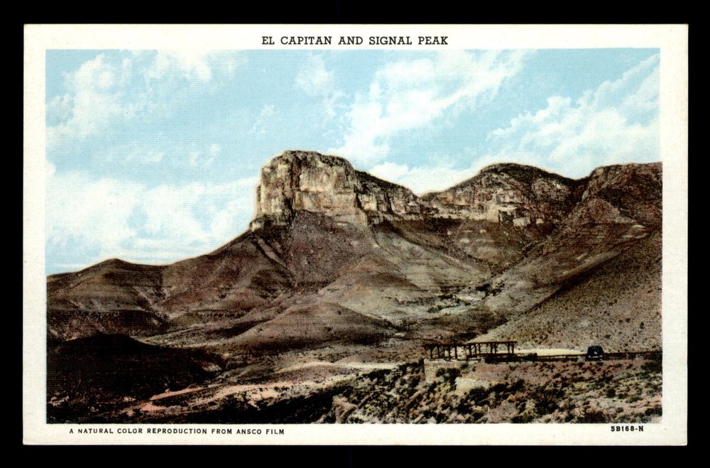 El Capitan & Signal Peak Highway 62 El Paso Texas TX Linen Unp Postcard