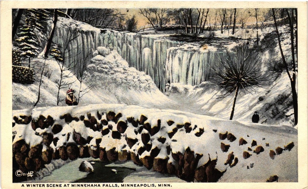 Vintage Postcard- MINNEHAHA FALLS, MINNEAPOLIS, MN. Early 1900s