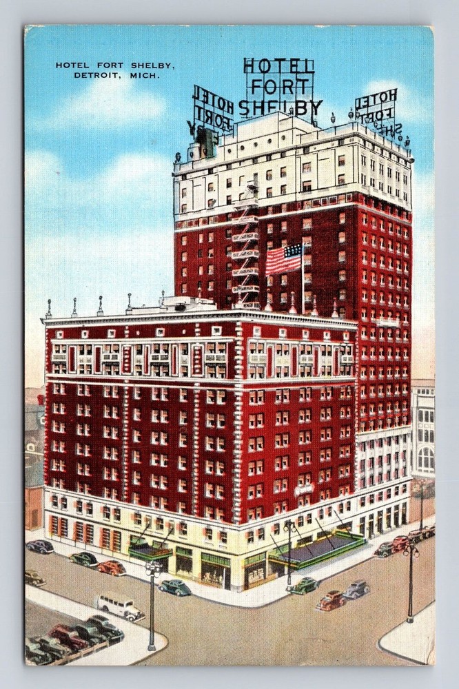 Detroit MI-Michigan, Hotel Fort Shelby, Advertising, Antique Vintage Postcard