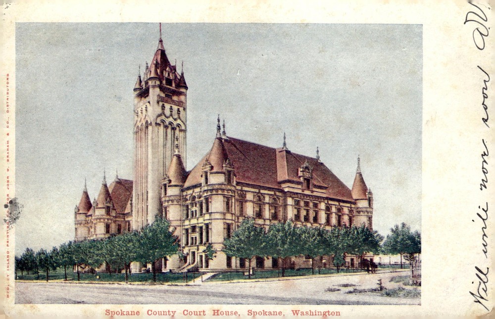 1906 Spokane County Court House Spokane WA French Renaissance Litho Postcard