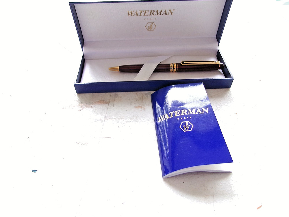 Waterman Maroon Metal Ballpoint Pen w/case marked A25 under pocket clip