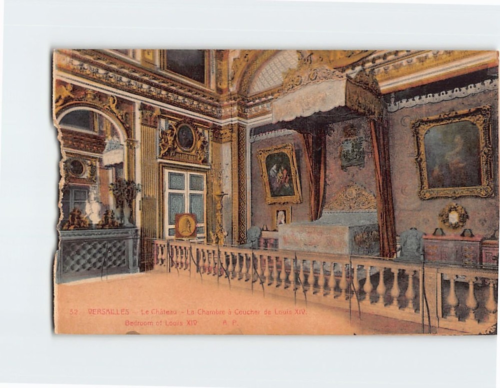 Postcard Bedroom of Louis XIV Palace of Versailles France