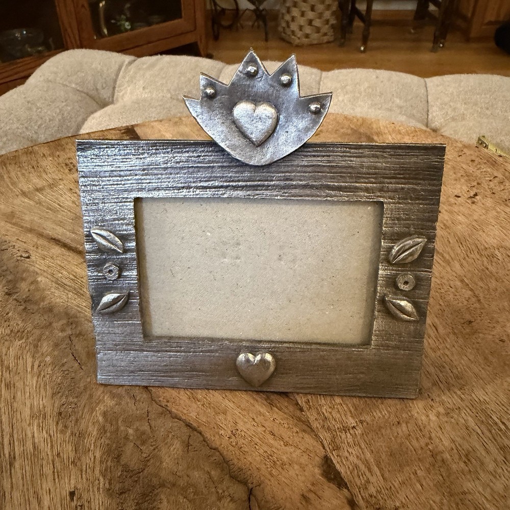 Vintage Pewter Picture Frame 4.75” X  3.75”