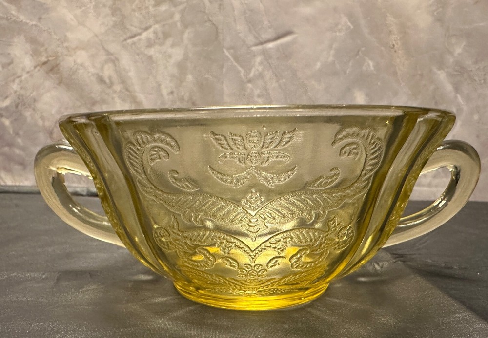 Federal Glass Madrid Amber Cream Soup Bowl Depression Glass Vintage