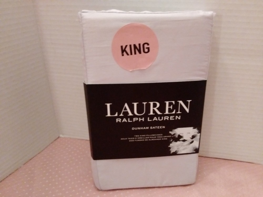 Ralph Lauren Dunham Sateen 2 KING Pillowcases Lavender Hyacinth Cotton 300 TC