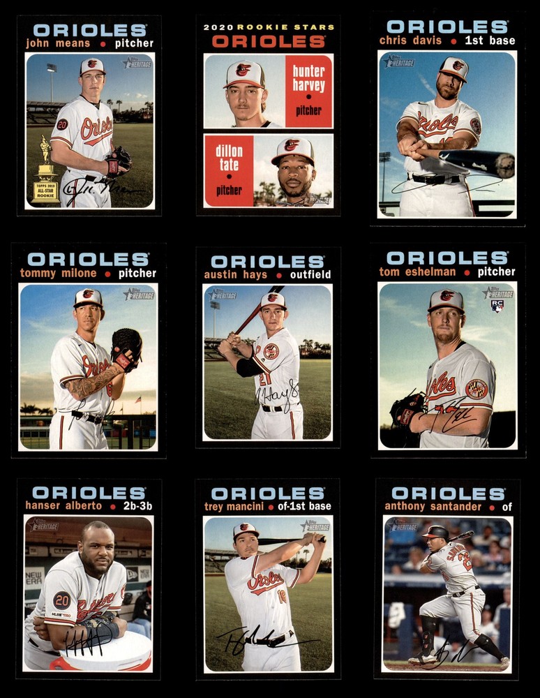 2020 Topps Heritage Orioles Almost Complete Team Set 8 - NM/MT 7180676