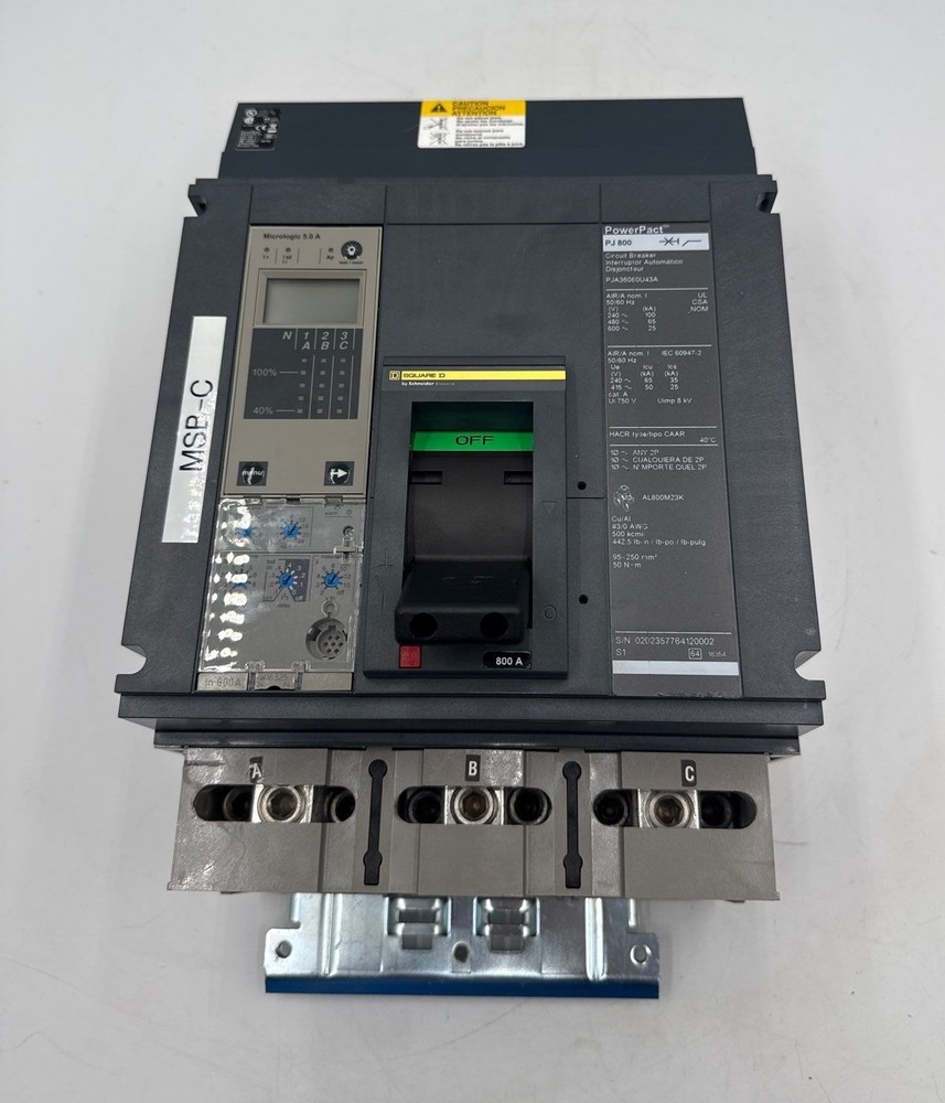 Square D PJA36080U43A I-Line Circuit Breaker 800A 3P 600V PJA 800 Amp 3 Pole