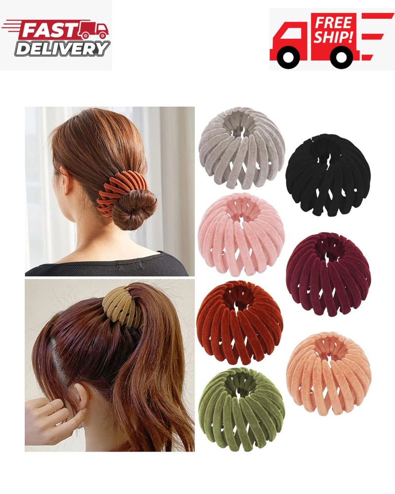 7 Pcs Bird Nest Magic Hair Clip Expandable Ponytail Holder Hair Accessories