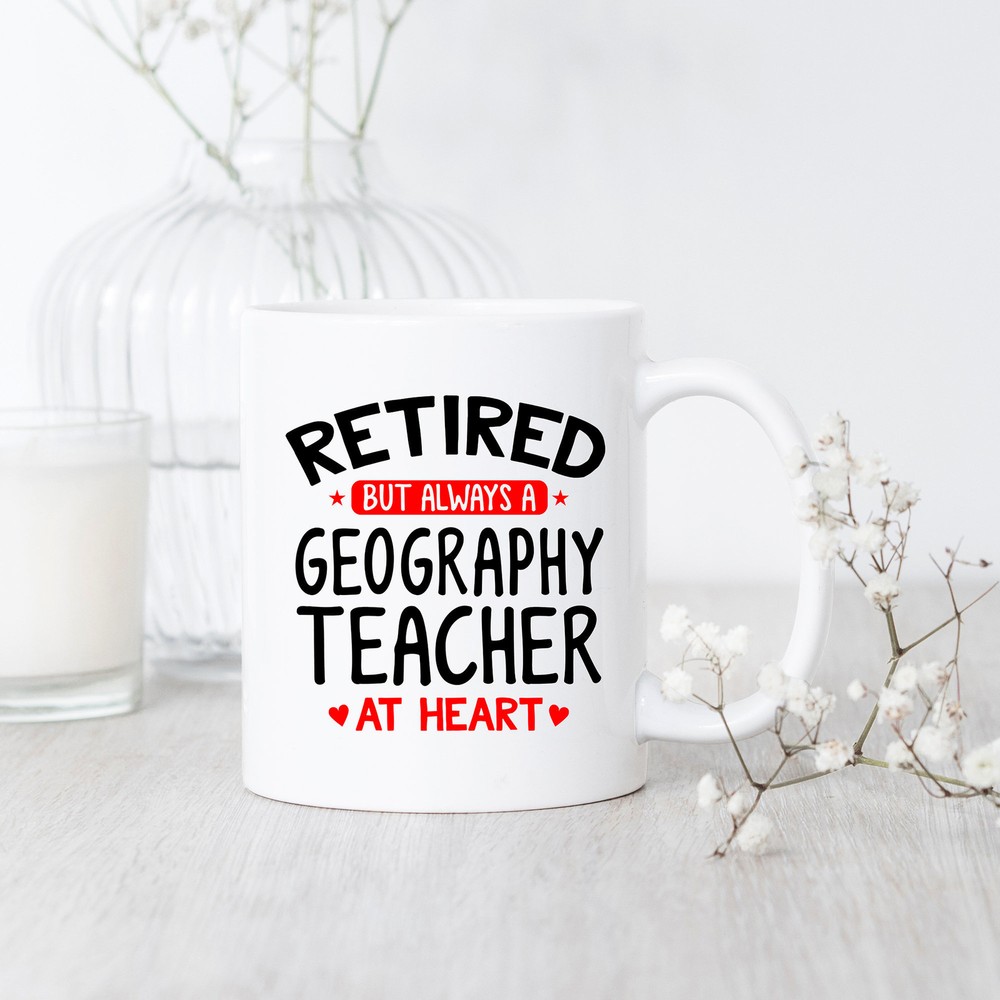 Retired Geography Teacher Mug Gift for Geography Educator World Map Design
