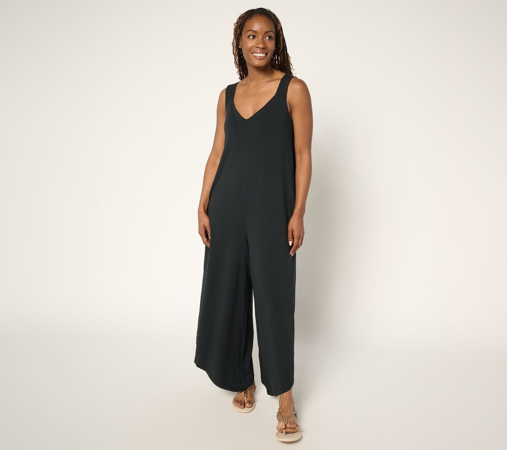 Anybody Women's Petite Dress PM Cozy Knit Jersey Jumpsuit Black A692869