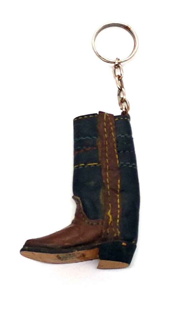 Vintage Leather Cowboy Cowgirl Western Boot Keychain Keyring #1