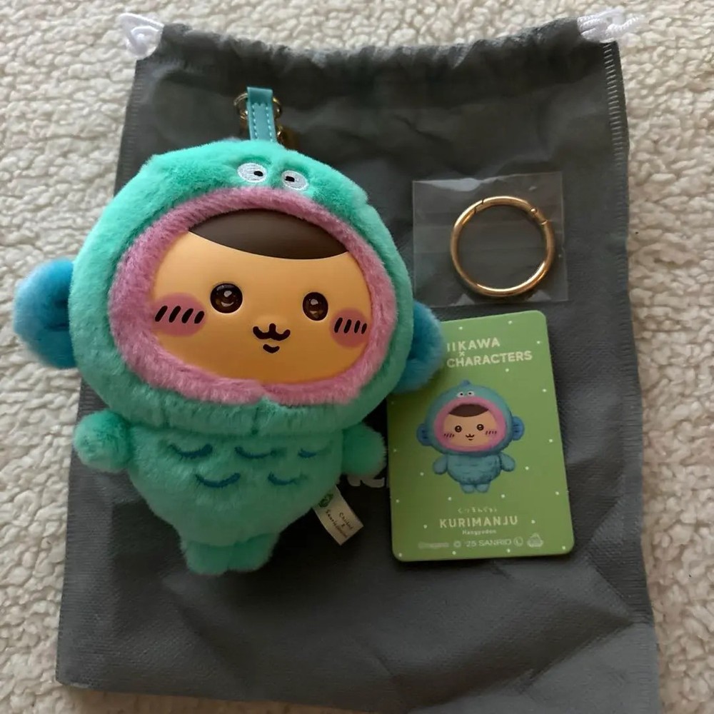 Chiikawa × Sanrio Plush Keychain Kiramekko Kurimanju × Hangyodon Japan NEW