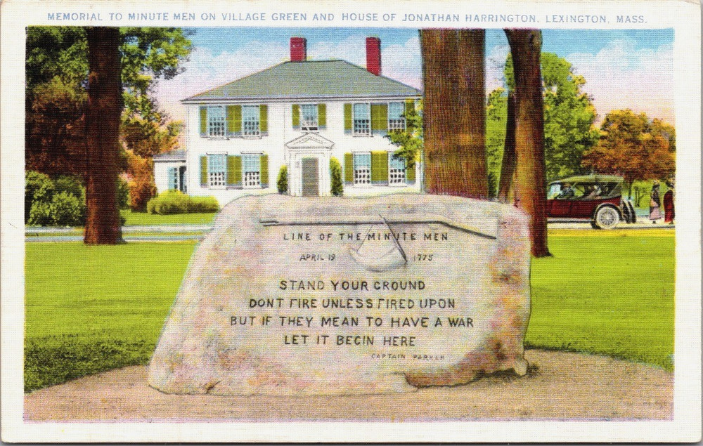 Memorial to Minute Men,  House of Jonathan Harrington, Lexington, MA Postcard