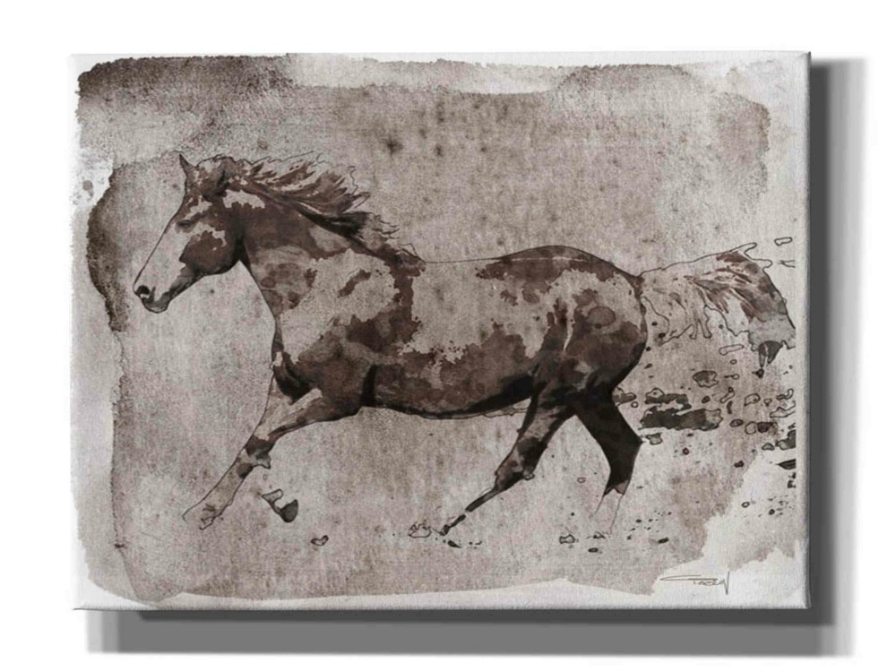 Epic Graffiti 'Brown Horse Running' by Irena Orlov, Giclee Canvas Wall Art