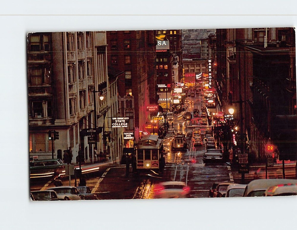 Postcard Cable Cars Powell Street Hill San Francisco California USA