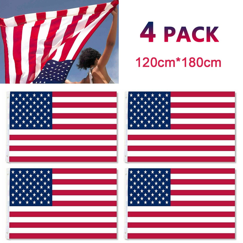 4PCS 4x6 FT 120x180cm USA Garden Flags with Grommets for Outdoor Use