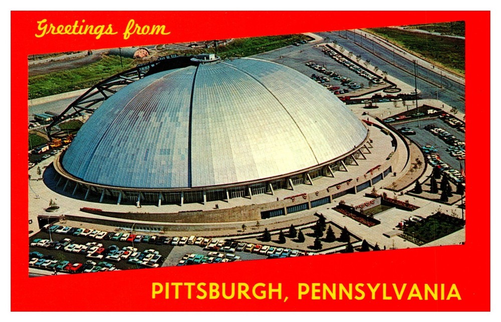 Pittsburgh PA Pennsylvania Aerial View Public Auditorium Chrome Postcard
