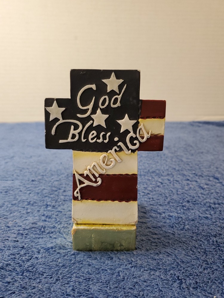 USA Star American Flag Americana GOD BLESS AMERICA Cross  4.5