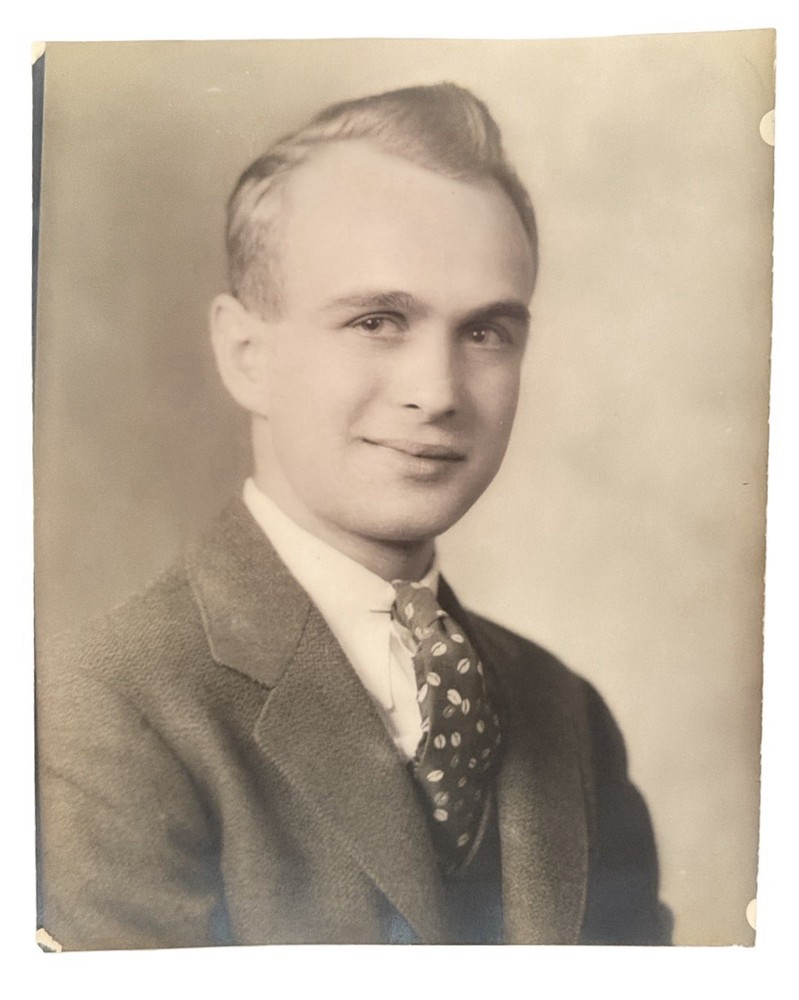 Vintage 1930s Portrait Photograph Young Man Studio Photo 8x10 Black White