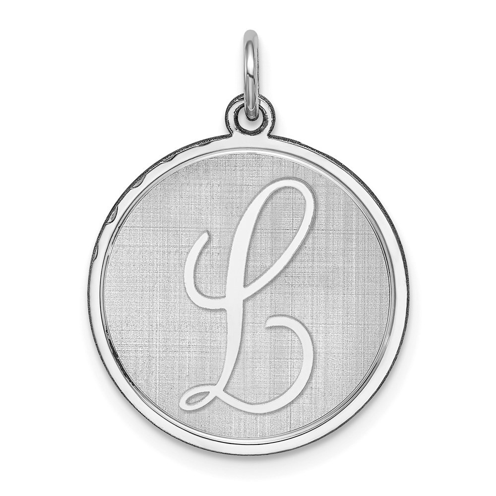 Sterling Silver Rhodium-plated Brocaded Letter L Initial Charm Pendant 1.22gm