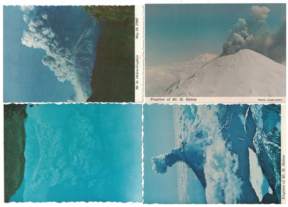 4 Vintage Eruption Of Volcano Mt. St. Helens Washington State Postcard