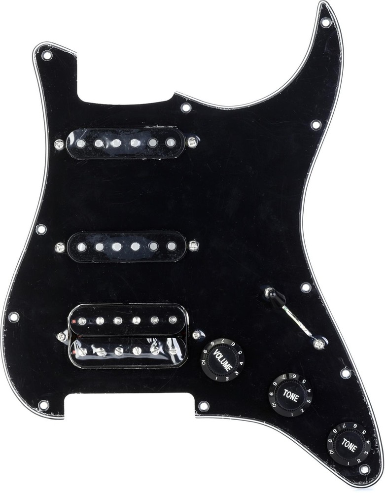 Mojotone 58 Quiet Coil HSS Strat Prewired Pickguard in Black