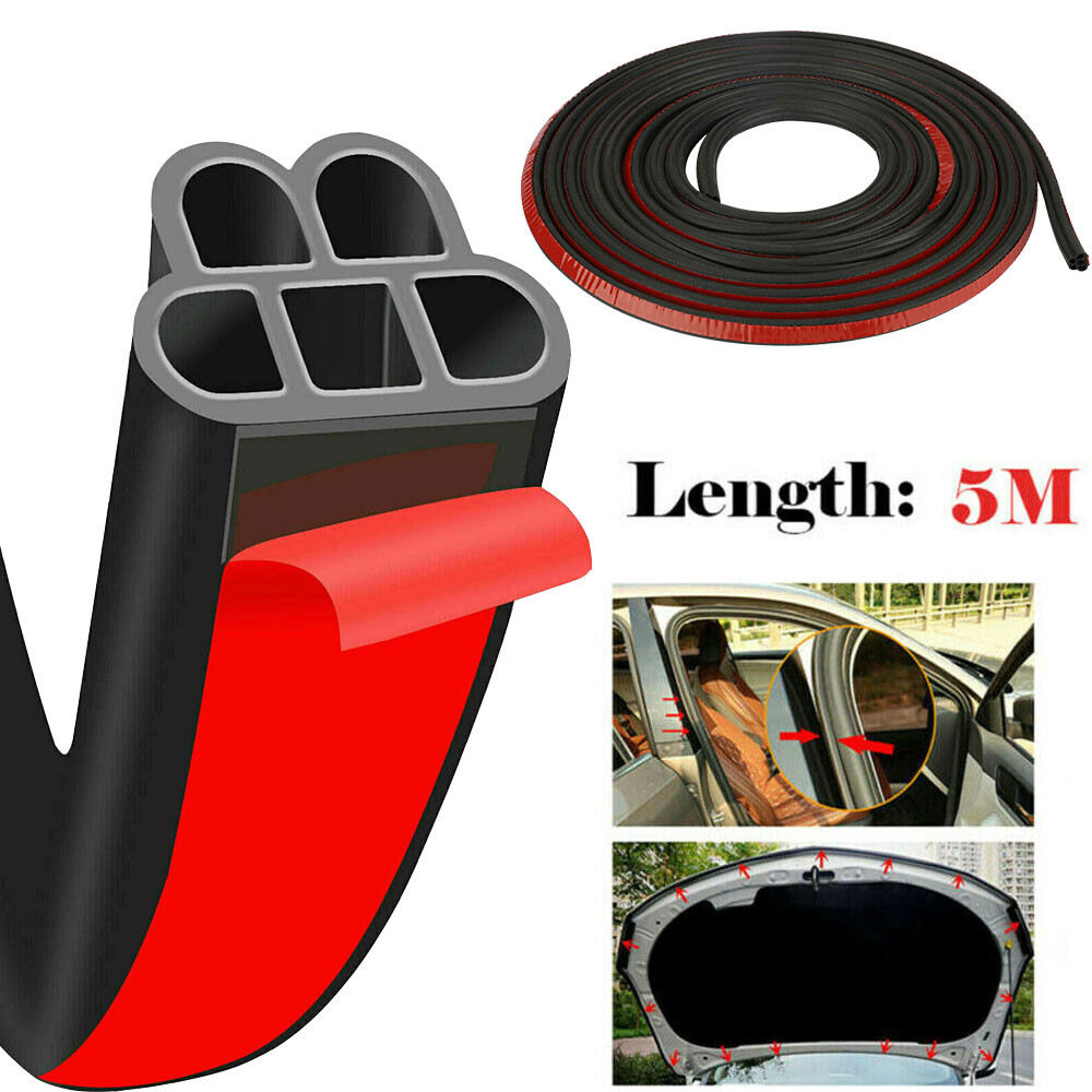 2set Car Door Rubber Seal Stripge Weatherstrip Hood Trunk Auto Accessory 5M Leng