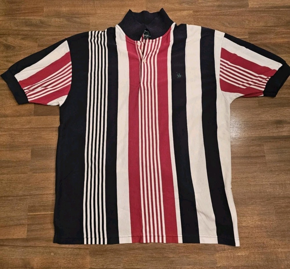 Vintage 90s Knights of Round Table Striped Polo Shirt Mens Size Large