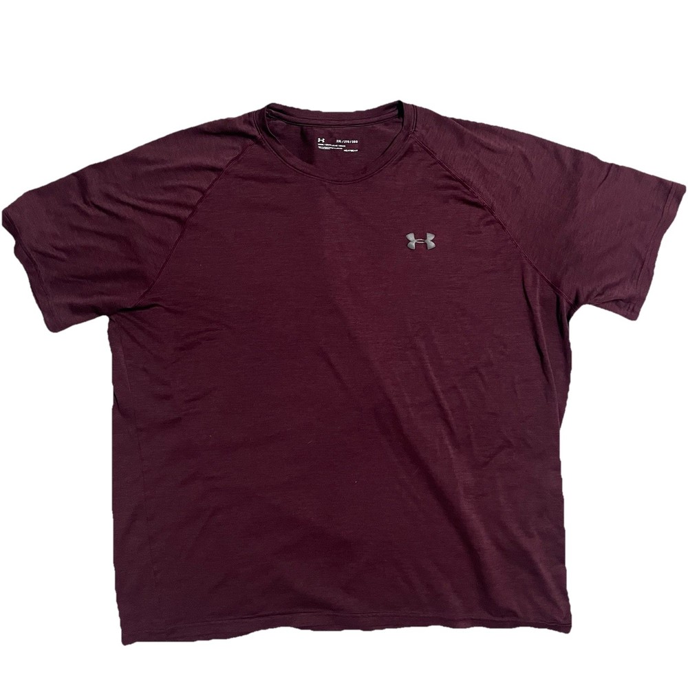 UNDER ARMOUR MENS BURGANY 2XL  heat gear Tee Shirt Active Wear Light weight