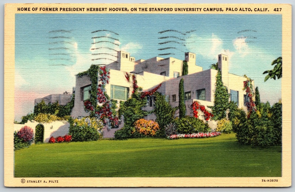 President Herbert Hoover's Home, Stanford University, Palo Alto, CA - Postcard