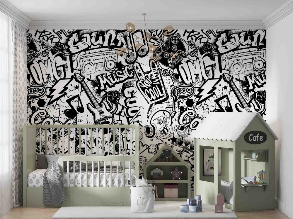 3D Abstract Music Graffiti Wall Murals Wallpaper Murals Wall Sticker-image